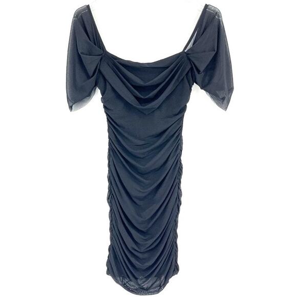 Hello Molly Mini Dress So Romantic Black Ruched Size 4 - Picture 2 of 5